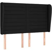 vidaXL Hoofdbord met randen 147x23x118/128 cm stof zwart