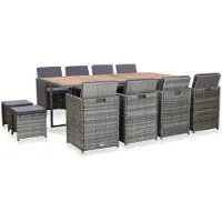 vidaXL 13-delige Tuinset poly rattan en acaciahout antraciet