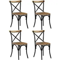 vidaXL Kruisstoelen 4 st massief mangohout zwart