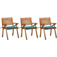 vidaXL Tuinstoelen met kussens, 3 stuks. Massief acaciahout