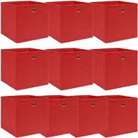 vidaXL Opbergboxen 10 st 32x32x32 cm stof rood