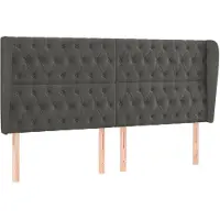 vidaXL Hoofdbord met randen 203x23x118/128 cm fluweel donkergrijs