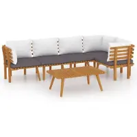 vidaXL 6-delige Loungeset met kussens massief acaciahout