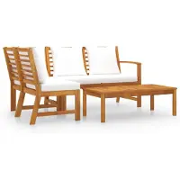 vidaXL 4-delige Loungeset met kussens massief acaciahout crème