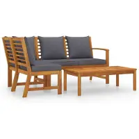 vidaXL 4-delige Loungeset met kussens massief acaciahout