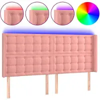 vidaXL Hoofdbord LED 163x16x118/128 cm fluweel roze