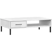 vidaXL Salontafel OSLO met metalen poten, wit, massief hout, grenen