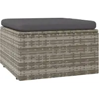 vidaXL Voetensteun met kussen 55x55x30 cm poly rattan grijs