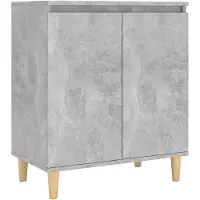 vidaXL Dressoir met houten poten 60x35x70 cm spaanplaat betongrijs