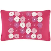 Dutch decor - MERODE - Sierkussen 30x50 cm met bloemen - fuchsia - roze