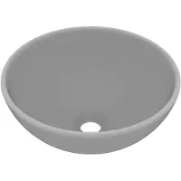 vidaXL Wastafel rond 32,5x14 cm keramiek mat lichtgrijs