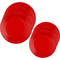 SANTEX Feest borden set - 40x stuks - rood - 17 cm en 22 cm - Feestbordjes