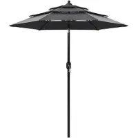 vidaXL Parasol 3-laags met aluminium paal 2 m antracietkleurig