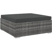 vidaXL Voetensteun 1 st met kussen poly rattan grijs