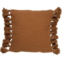 Dutch decor - RUBY - Sierkussen 45x45 cm - 100% katoen - met flosjes - Tobacco Brown - bruin