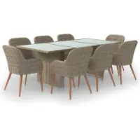 vidaXL 9-delige Tuinset poly rattan bruin