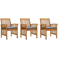 vidaXL Tuinstoelen, 3 stuks met kussens, massief acaciahout