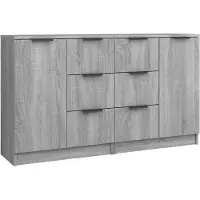 vidaXL Dressoirs 2 st 60x30x70 cm bewerkt hout grijs sonoma eiken