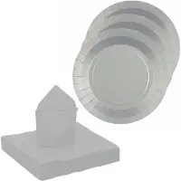 SANTEX 10x taart/gebak bordjes/25x servetten - zilver - Feestbordjes