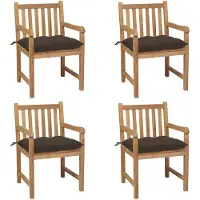 vidaXL Tuinstoelen 4 st met taupe kussens massief teakhout