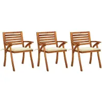 vidaXL Tuinstoelen 3 st met kussens massief acaciahout
