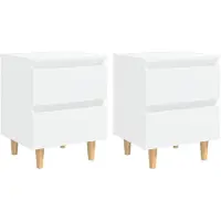 vidaXL Nachtkastjes 2 st met grenenhouten poten 40x35x50 cm wit