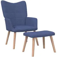 vidaXL Relaxstoel met voetenbank stof blauw