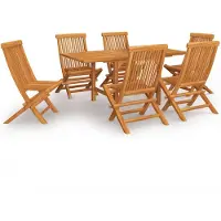 vidaXL 7-delige Tuinset massief teakhout