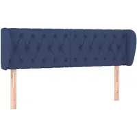 vidaXL Hoofdbord met randen 163x23x78/88 cm stof blauw