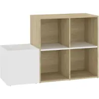 vidaXL Opbergkast 105x35,5x70 cm bewerkt hout wit en sonoma eikenkleur