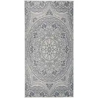 vidaXL Buitenkleed met patroon platgeweven 100x200 cm blauw