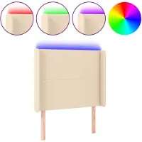 vidaXL Hoofdbord LED 93x16x118/128 cm stof crèmekleurig