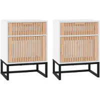 vidaXL Nachtkastjes 2 st 40x30x55,5 cm bewerkt hout en ijzer wit