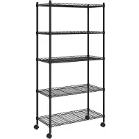 vidaXL Opbergrek 5-laags met wielen 250 kg 75x35x155 cm zwart