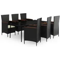 vidaXL 7-delige Tuinset met kussens zwart