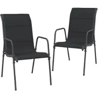 vidaXL Tuinstoelen, 2 stuks, staal en textiel, zwart