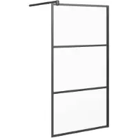 vidaXL Inloopdouchewand 100x195 cm mat ESG-glas zwart