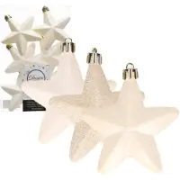 Décoris Ster kerst ornament | | 6 stuks (Wit)