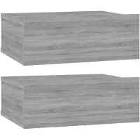 vidaXL Nachtkastjes 2 st zwevend 40x30x15 cm bewerkt hout grijs sonoma