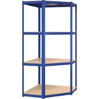 vidaXL Hoekrek 4-laags staal en bewerkt hout blauw