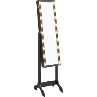 vidaXL Spiegel vrijstaand met LED's 34x37x146 cm zwart
