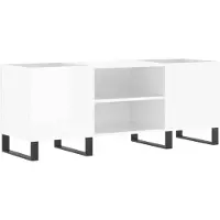 vidaXL Platenkast 121x38x48 cm bewerkt hout hoogglans wit