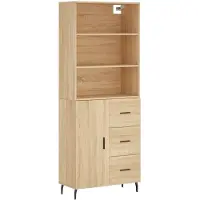 vidaXL Hoge kast 69,5x34x180 cm bewerkt hout sonoma eikenkleurig