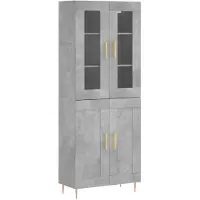 vidaXL Hoge kast 69,5x34x180 cm bewerkt hout betongrijs