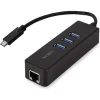 Logilink RJ45 Adapter [1x USB 3.2 Gen 1 stekker C (USB 3.0) - 1x RJ45-bus, USB 3.2 Gen 1 bus A (USB 3.0)] USB-C 3-Port Hub with Gigabit Ethernet Incl. 3-poorts