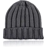 LGT JWLS Grofgebreide Dames Beanie met Omslagrand - Donkergrijs