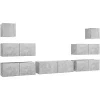 vidaXL 7-delige Tv-meubelset bewerkt hout betongrijs
