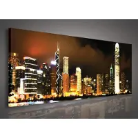 Canvas Schilderij - Hong Kong - Stad - Steden - Skyline - Inclusief Frame - 145x45cm (lxb)