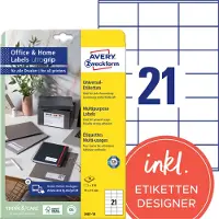 Avery Zweckform AVERY ultragrip Universele etiketten 3481-10 Permanent klevend A4 Wit 70 x 41 mm 10 Vellen à 21 Etiketten