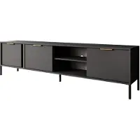 Meubella TV-Meubel Antraciet 203x39x53 goudkleurige handgrepen